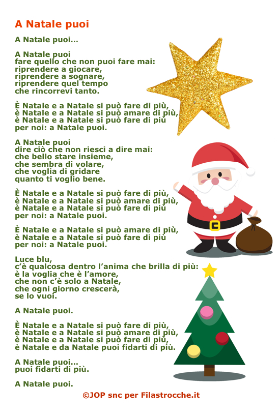 Buon Natale Lyrics In Italian.A Natale Puoi Canzone Di Natale Testi Su Filastrocche It