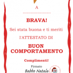 Attestato di Buon Comportamento per bimba – firmato da Babbo Natale