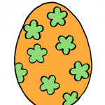 Decorazione di Pasqua – Uovo da appendere, arancione a fiorellini verdi