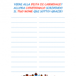 Invito da appendere per la Festa di Carnevale – Foglio delle conferme