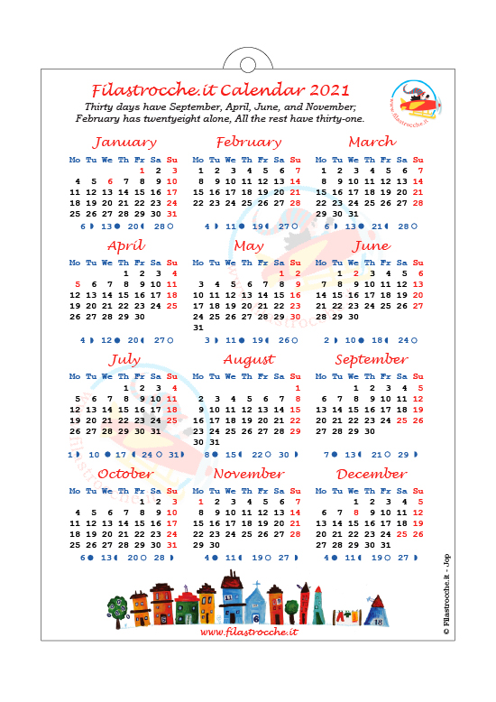 Calendari 2021 in inglese