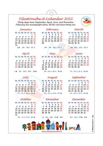 Calendari 2022 in inglese