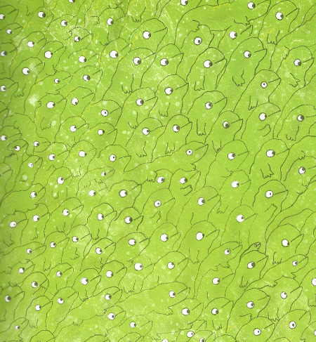 Lucertole verdi e rettangoli rossi