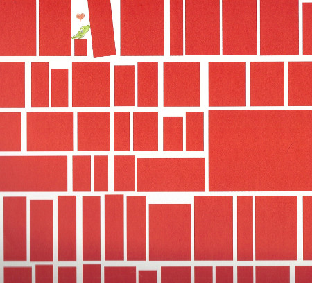 Lucertole verdi e rettangoli rossi