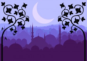 Vintage Arabic city landscape background